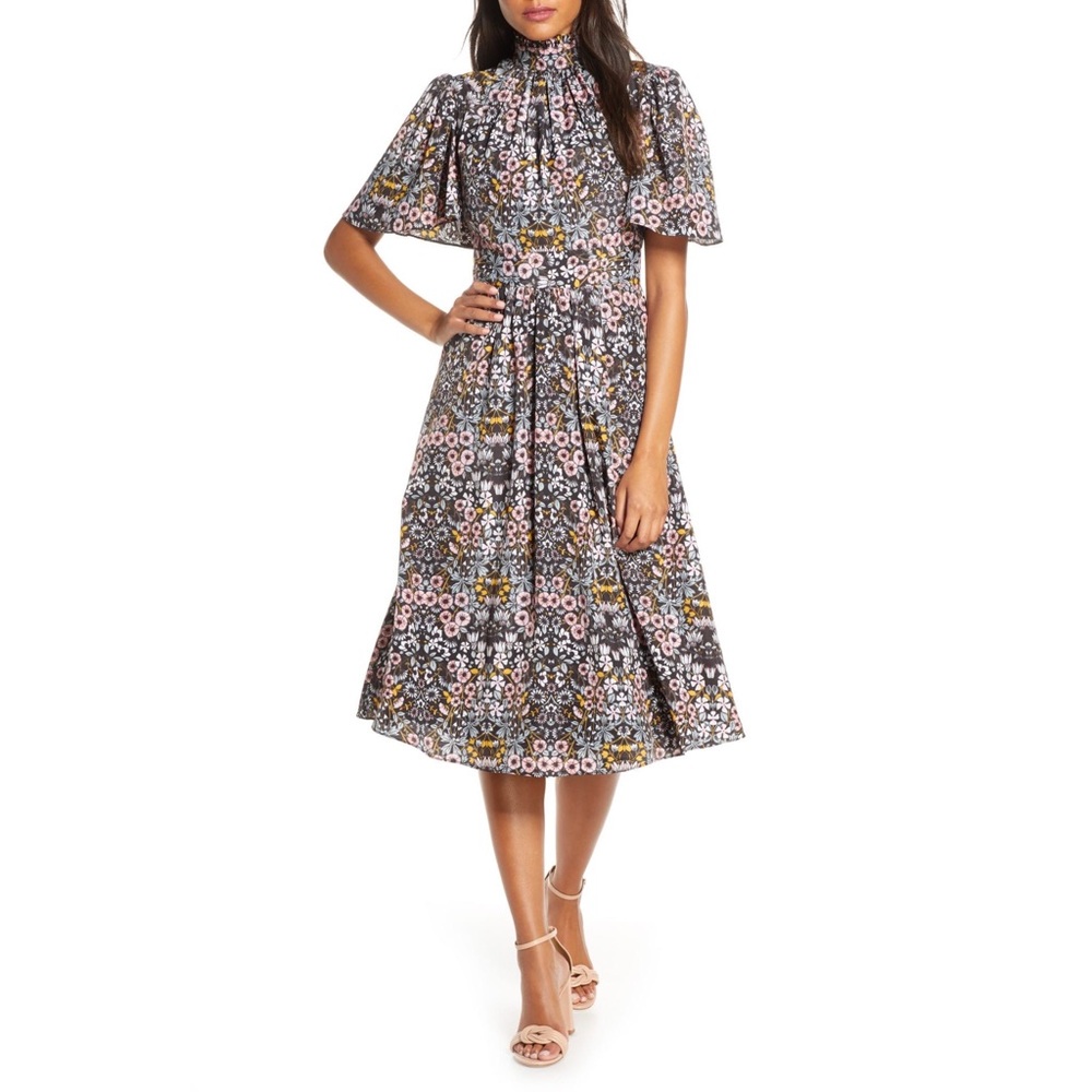 Julia Jordan Ruffle Neck Midi Dress